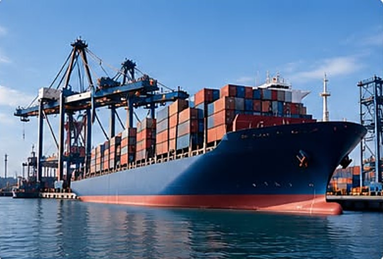 Container ship at port